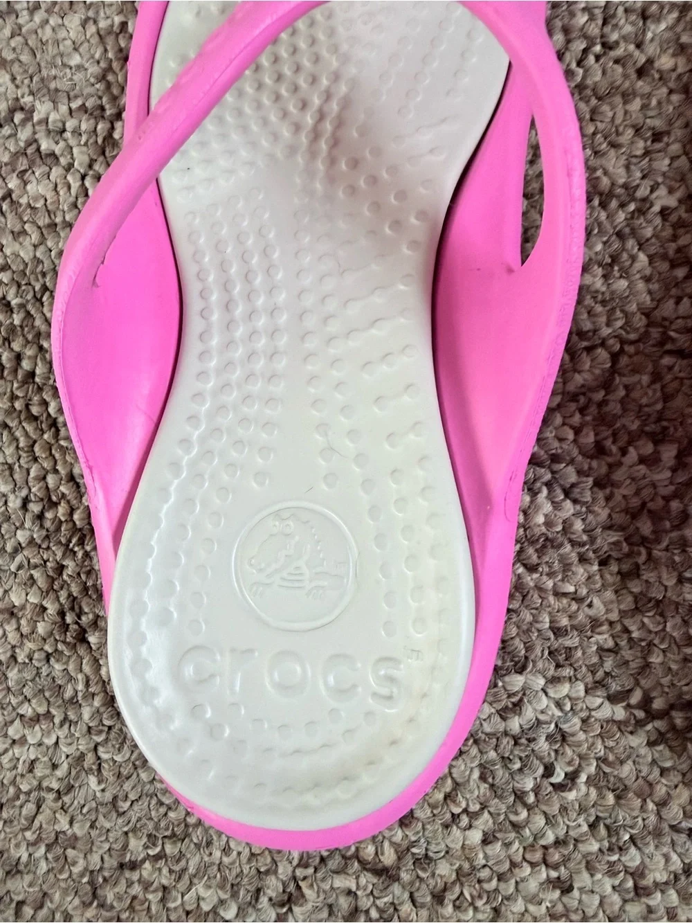 CROCS Hot Pink and White Flip Flop Sandals
